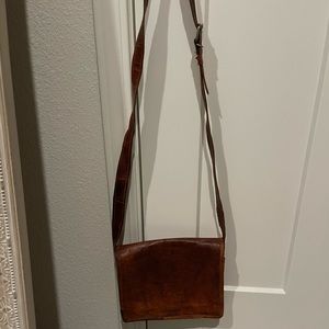 Brown leather crossbody bag